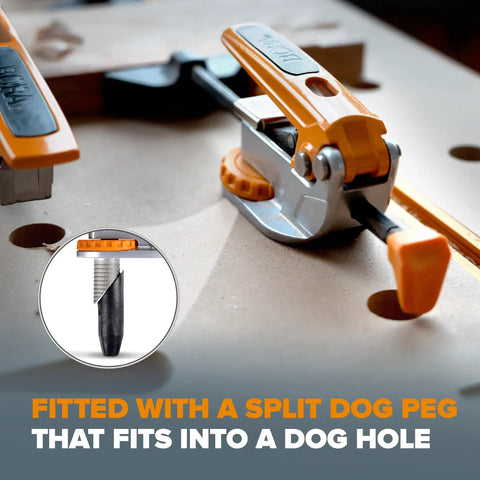 Auto-Adjust Bench Dog Clamp For 3/4 Bench Dog Holes, 3.75 Inch Capacity, Heavy Duty Steel Toggle Clamp For Woodworking, Precision Push Rod Clamp, Built Tough For Quick, No-Fuss Setup on bench