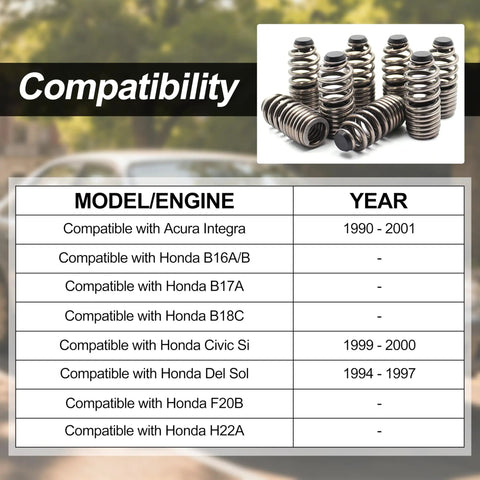 Lost Motion Assembly Replacement For B Series 4 Cylinder Engines Compatible With B16A B17A B18C B16A2 B16A3 B17A1 B18C1 B18C5 Type R GSR Pack Of 8 No Mod Needed Direct Fit To Original Factory Specs For Easy Installation And Extended Travel, 8-piece springs