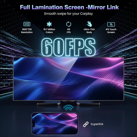 60FPS display on 11.5 Inch Portable CarPlay Screen For Your Ride, Wireless CarPlay And Android Auto Dash Display With OTA Updates.