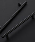 Matte Black 10 Inch Cabinet Handles Set For Kitchen Cabinets Stainless Steel Drawer Pulls on black background
