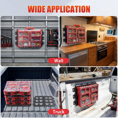 2 Packout Mounting Plates With 100 Lb Load Capacity Heavy Duty Metal Base Fully Compatible With Packout Modular Storage System 48-22-8486 Perfect For Tool Storage And Workshop Organization 2pc Set in garage, kitchen, truck applications.