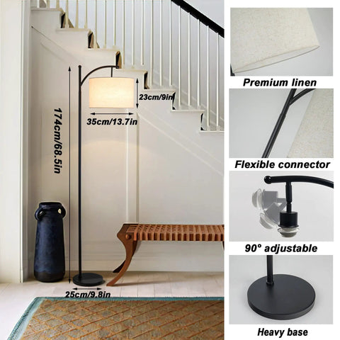 Go Anywhere Cordless Battery Powered Floor Lamp With Remote Control, Dimmable Tall Standing Light, Linen Shade in hallway