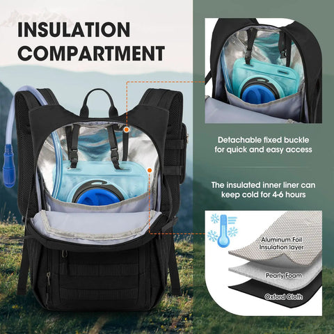 Lightweight Running Hydration Backpack With 2L Water Bladder for Trail Runs and Bike Rides with insulated compartment open