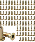 Multi Grip Rivet Nuts Set Of 100 For Steel 1 4 20 Thread Pre Bulbed Shank Zinc Plated Flat Head Insert Nuts With Durable Rust Resistant Gold Zinc Finish Beefy For Automotive DIY Projects AOKLIT