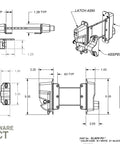 Technical drawing of Heavy Duty Black Zinc Diecast Metal Gravity Latch With Key Lock And Keyed Alike Design for gates.