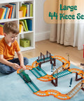 Child playing with Rex Racer Dino Race Track Set With Flexible Track And Motorized Car Totally Cool Kid Friendly STEM Toy