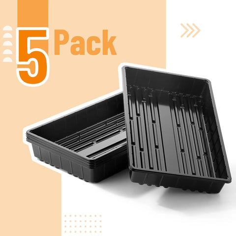 Durable 5 Pack Seed Starter Trays For Indoor Or Outdoor Gardening 17 By 10 By 2.4 Inches Budget Friendly Stackable Reusable
