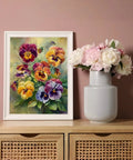 Flower Diamond Art Kit For Adults 5D Diamond Painting Set For Beginners with framed floral artwork on display