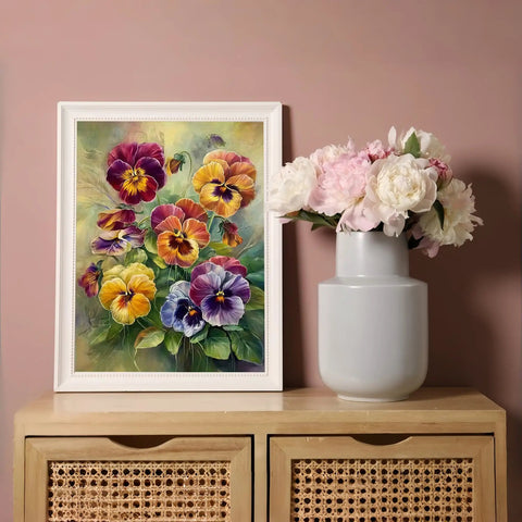 Flower Diamond Art Kit For Adults 5D Diamond Painting Set For Beginners with framed floral artwork on display