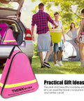 Pink Car Emergency Kit For Women And Teens With 10 Ft Jumper Cables, First Aid Kit, LED Flare, Deer Whistles, gift for her