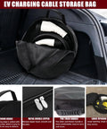 Slick EV Cable Carrier Bag For Electric Vehicle Charging Cables And RV Sewer Hose Organizer with zipper and handle in trunk