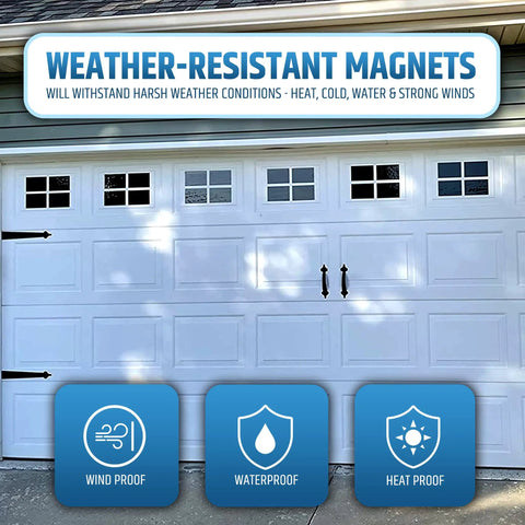 White steel garage door with Magnetic Garage Door Hardware Kit With 2 Faux Handles And 4 Hinges Easy No Drill Install In Minutes