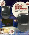 LiftMaster Wireless Garage Door Monitor with real-time alerts, packaging with image of device and security features highlighted