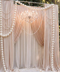 100 Quick Link Pearl Balls Garland Set 2.2 Inch Pearlescent White Beads, 16.4ft Pearl Bead Garland With Elastic Thread And Needle For Easy DIY Backdrops, Wall Arches, Weddings And Party Decor on cream drapes