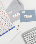 Foolproof Easy Peel Address Labels For Inkjet Printers White Rectangle Sheets Size One X Two Point Six Box Of 750 stuck on gray envelopes.