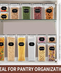 Airtight Food Storage Containers Set with Lids, 24 Piece BPA Free Canisters for Pantry Organization shown on a shelf