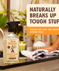 Granite And Stone Daily Countertop Cleaner With Plant Based Formula for various surfaces, bottle on kitchen counter.