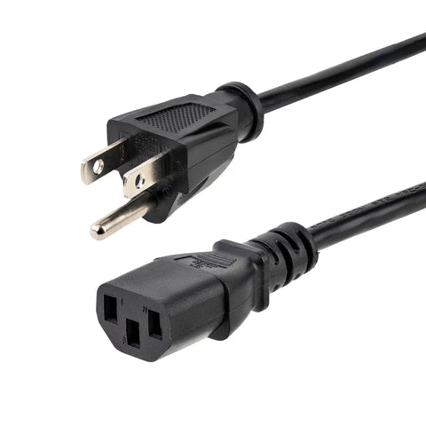 10 Ft Computer Power Cord NEMA 5-15P To C13 For Home Office Desktop Setup Printers PC Monitors 18 AWG 125V 10A Black Replacement Cable