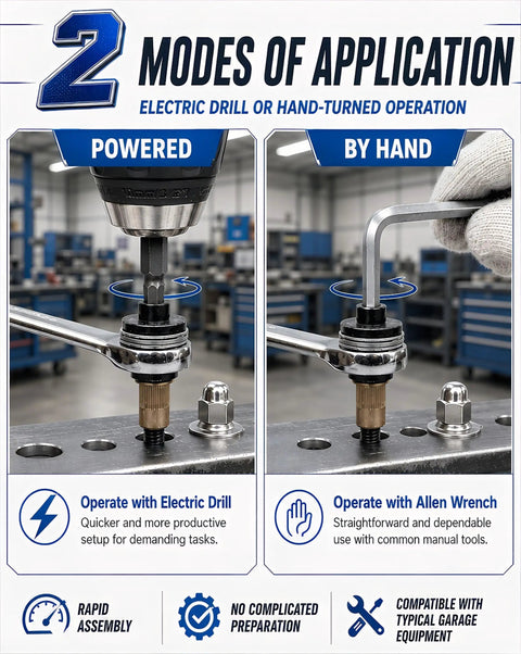 Mandrel Replacement Kit For M3 To M12 Rivet Nuts With Seven Mandrels And Seventy Press-In Nuts, Ideal For Thin-Walled Sheet Metal, Aluminum Tubing, And Plastic Fastening, Delivers Precise Permanent Threads. Electric drill and hand-turned use