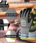 Detail display diagram of Endurance Knit Work Gloves With MicroFoam Nitrile Coating For Superior Grip And Dexterity, 6 Pairs.