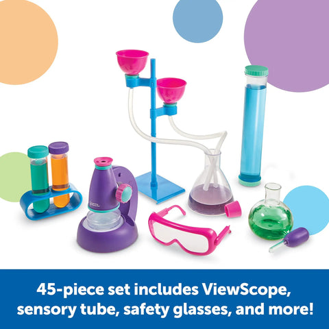 Primary Science Deluxe Lab Set 45 Piece STEM Kit With Microscope And Sensory Tube 20 Hands On Experiments For Ages 3 And Up items