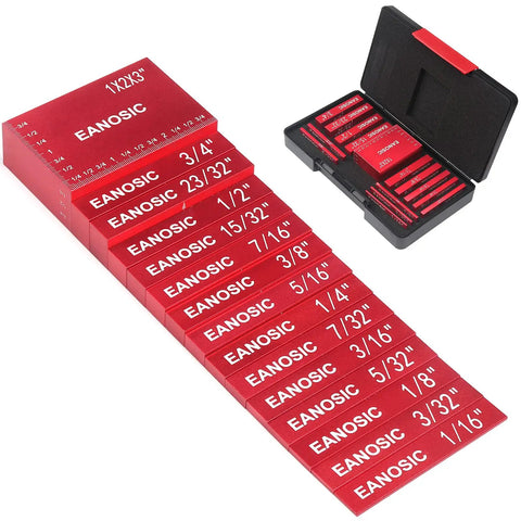 Setup Blocks Height Gauge Set 15 Pcs Aluminum Blocks For Router And Table Saw Accessories with laser-engraved markings.