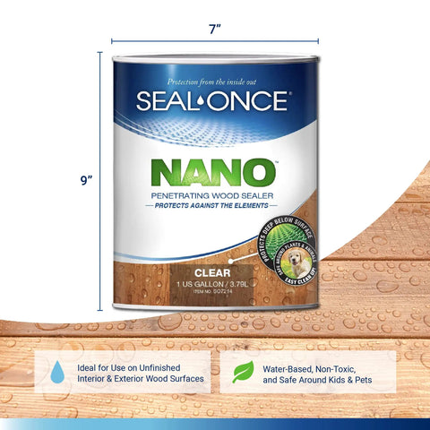 Image of a can of Clear Wood Sealer For Outdoor Projects A Water Based Nano Penetrating Sealant That Waterproofs Decks Fences Siding