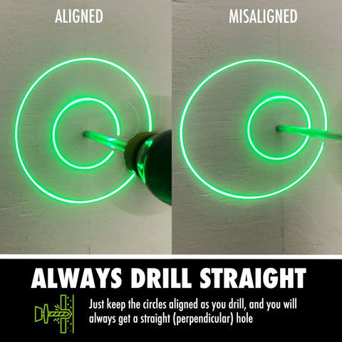 Amazon BullseyeBore Core CG1-101 drill guide with magnetic attachment and green laser alignment ring for straight holes