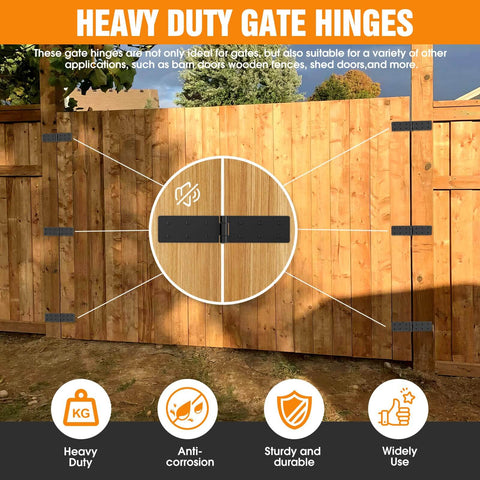 Heavy Duty Gate Hinges 270 Degree Adjustable For Wood Fence And Barn Door With Screws Two Pack Double Layer Folding Butt Hinges Kit on wooden gate