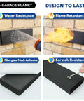 WP01 Garage Wall Protector For Cars And SUVs No Tools Needed Door Guard Shield Heavy Duty EVA Foam With Fiberglass Backing shown with water, flame, and scratch tests.