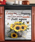 Sunflower Butterfly Kitchen Dishwasher Magnet Decal Panel for Dope Farmhouse Decor Vinyl Sticker Cover 23W x 26H Inches on appliance