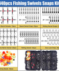 Must Have Pocket Fishing Kit With 140 Pcs Swivels And Snaps, 6 High Strength Types Plus Beads, Heavy Duty Metal Construction Stored In Clear Plastic Box For Quick Access On Freshwater And Saltwater Angling: assorted swivels, snaps, and beads in storage box