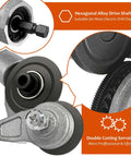 Sheet Metal Cutter Drill Attachment With Serrated Wheel For Nibbler Style Cutting and Drill Adapter Kit, showing hexagonal drive shafts.