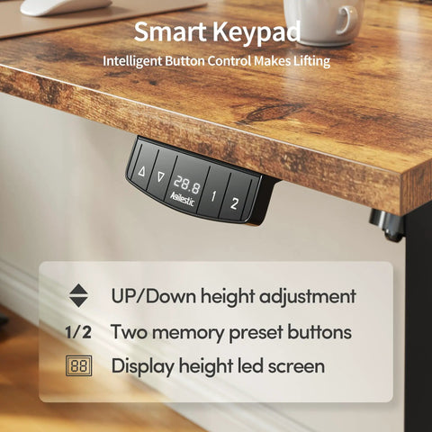 Smart keypad for Agilestic Height Adjustable Electric Standing Desk, showing height adjustment controls and LED display.