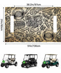 Two Seater Golf Cart Seat Covers Microfiber Towel Blanket With Vintage Car Engine Print, 51x31 Inches, detailed pattern