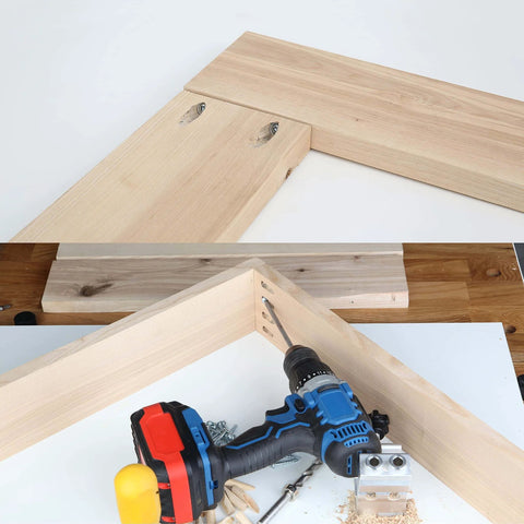 Pocket Hole Jig Kit 31 Piece Set With Adjustable Drill Guides Step Drill Bit and mounting on wooden frames