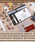 All In One 145Pcs Book Binding Kit For Beginners With A5 Paper And Tools Like Needles, Thread, Awl, Gauze, Book Cloth, Cardboard