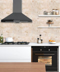 Modern kitchen with Peel And Stick Backsplash Tile Kit For Kitchen And Bathroom, Real Stone Texture, 12x12 Inches, Glowing Hues Finish.