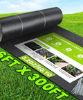 6x300ft Heavy Duty Weed Barrier Landscape Fabric 3.2oz Woven Geotextile Ground Cover Weed Block Garden Cloth with staples on grass