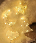 Cozy Star Shaped Table Lamp Cordless Battery Powered Night Light With Winding Cotton Thread And Warm LED on fluffy surface