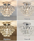 Crystal Chandelier Ceiling Light Semi Flush Mount With E26 Base In Silver Chrome Finish Dope Sparkling Crystal Fixture