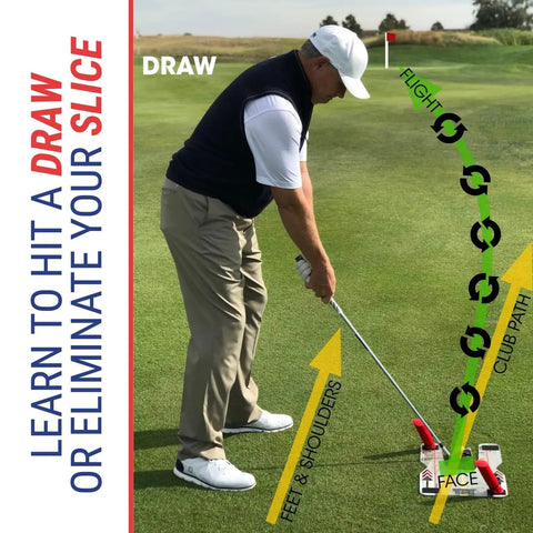 Golfer using Speed Trap Two Point Zero Golf Swing Trainer Build Confidence And Nail Longer Straighter Shots With Slice And Hook