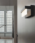 Modern Sleek Black Wall Sconce With On Off Switch 8 Inch LED Wall Lamp Acrylic White Lampshade 4000K Daylight Glow in hallway