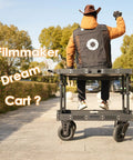 Heavy Duty Video Production Camera Cart Workstation For Filmmakers And Directors Smooth Rolling Studio Gear Stand with black finish outdoors.