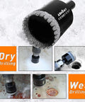 ASNOMY 10-piece diamond hole saw set, black serrated edges, includes tile drill guide jig; dry/wet drilling collage