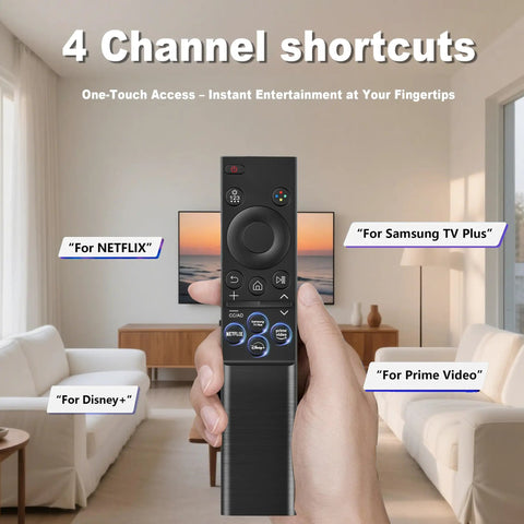 Person holding One For All Universal Replacement Remote For Samsung Smart TVs Compatible With Crystal UHD CU7000 DU7200 Neo QLED