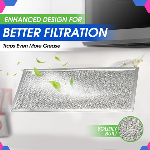 Microwave Grease Filter Replacement 5.78 Inch By 12.91 Inch Aluminum Mesh Screen under vent with filtration design