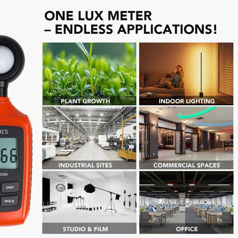Lux Meter For Plants And Studio Photography With High Sensitivity Probe Auto Ranging Max Min Mode Backlit Screen 0 To 200000 Lux on plant, studio, and office scenes