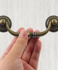 Holding Antique Drop Bail Drawer Pulls 4.5 Inch Long 88mm Center To Center 3.5 Inch Vintage Bronze Cabinet Pull Handles