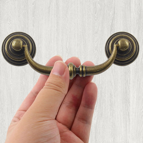 Holding Antique Drop Bail Drawer Pulls 4.5 Inch Long 88mm Center To Center 3.5 Inch Vintage Bronze Cabinet Pull Handles